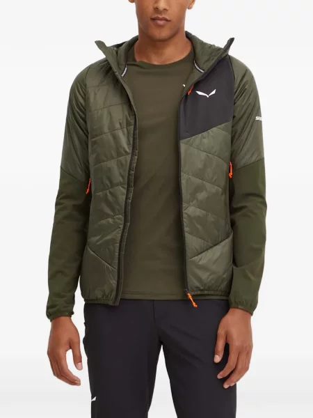 Jachetă matlasată Salewa cu glugă verde