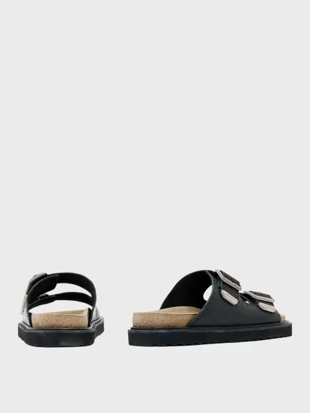 Кожаные шлепанцы Allsaints черные