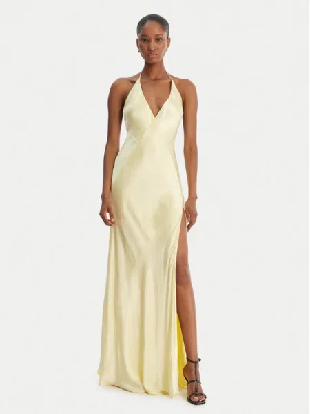 Bardot Sukienka wieczorowa Yve Contrast Halter żółty