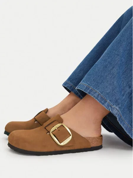 Birkenstock natikače mules za žene od nubuka Boston Big Buckle Nubuck Leather narančasta