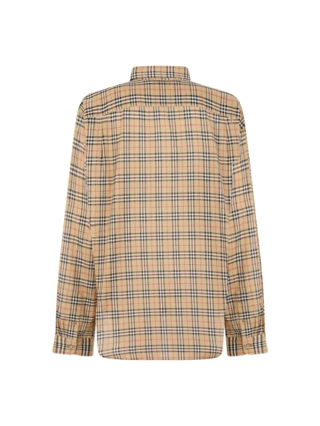 Koszula Burberry w kratę z długim rękawem beżowa