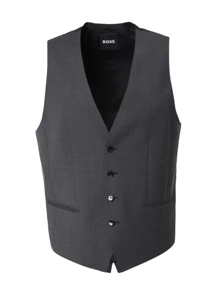 BOSS Vestă de costum gri închis negru