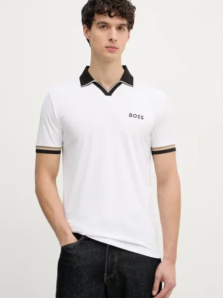 Tricou polo Boss Green alb