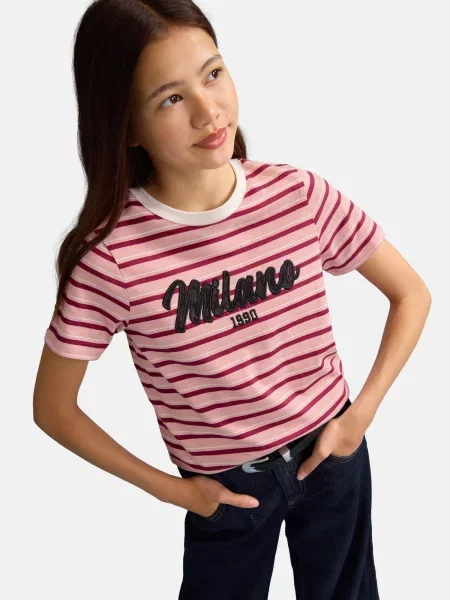 Lipsy Tricou Disco Cherry mov zmeură / roz pal / negru alb