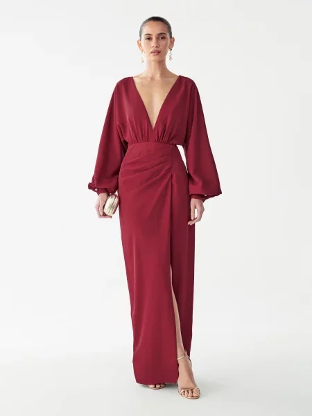 BWLDR Rochie de seară Elena bordeaux roșu