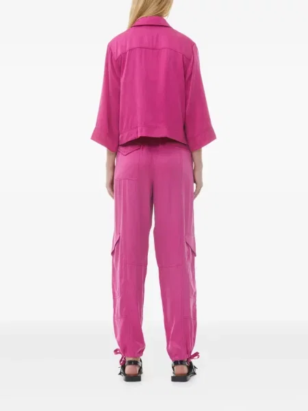 Pantaloni cargo Ganni roz