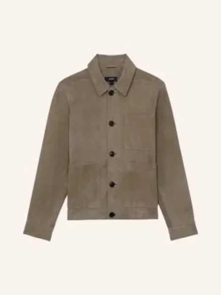 Reiss Kožená Bunda Danny zelená