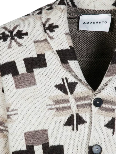 Gulerat cardigan Amaranto cu imprimeu geometric alb