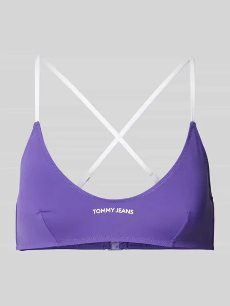 Biustonosz typu bralette z nadrukiem z logo Tommy Hilfiger fioletowy