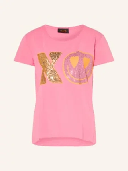 Miss Goodlife T-Shirt Z Kamieniami Ozdobnymi I Cekinami rosa różowa