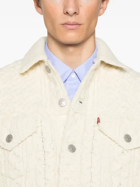 Cardigan Junya Watanabe Man tricotate alb