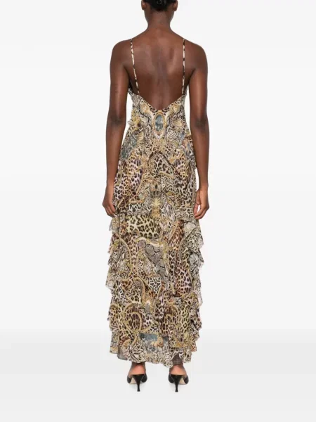 Rochie Camilla cu imagine cu model leopard maro