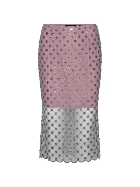 Fustă midi Rotate Birger Christensen cu model floral plasă roz