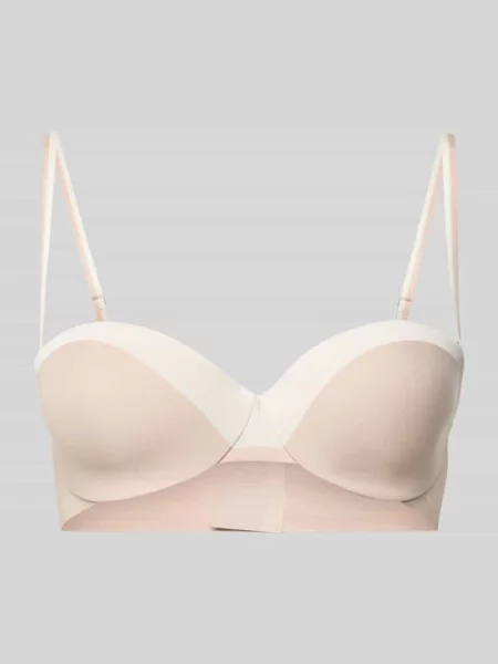 Biustonosz z odpinanymi ramiączkami i detal z logo model STRAPLESS_B.MIRAGE' Boss beżowy