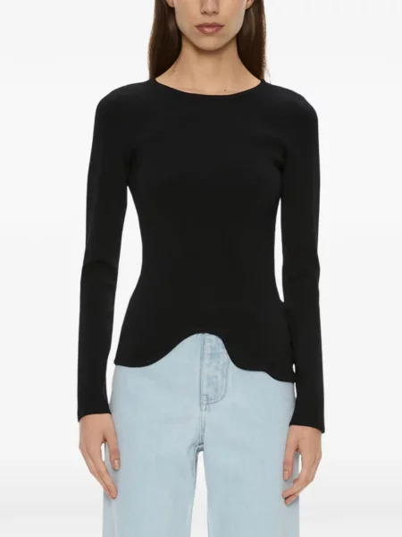 Lung top Christopher Esber asimetric negru
