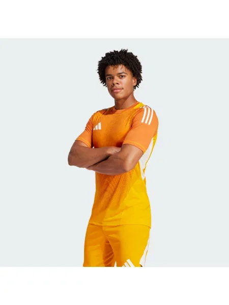 Krótka koszulka Adidas z krótkim rękawem z dżerseju pomarańczowa
