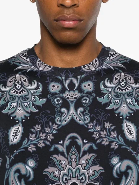 Tricou Etro cu imagine cu model paisley albastru