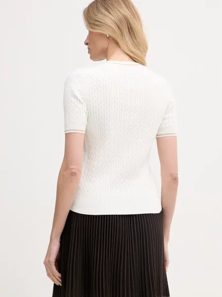 Lacoste T-shirt swetrowy z bawełną beżowa