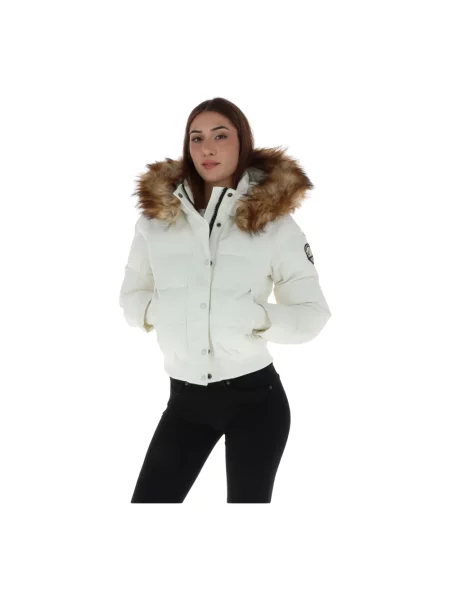 Kurtka bomber Superdry z kapturem biały