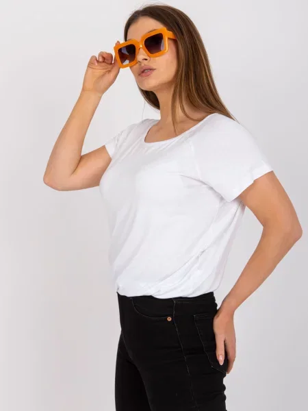 Bluză Fashionhunters cu mâneci scurte scurtă alb