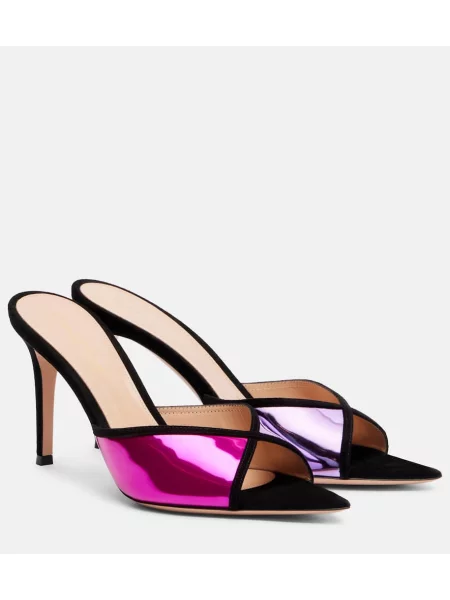 Papuci tip mules Gianvito Rossi din piele de căprioară negru