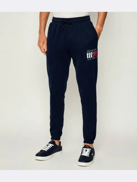 Tommy Jeans pantaloni de trening din marin cu imprimeu albastru