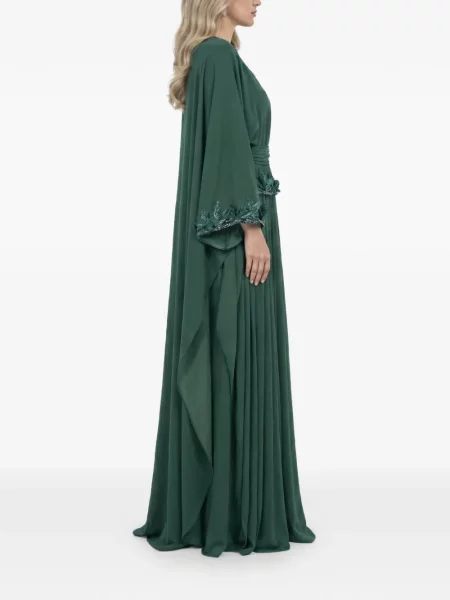 Rochie maxi Saiid Kobeisy cu broderie lungă de costum verde