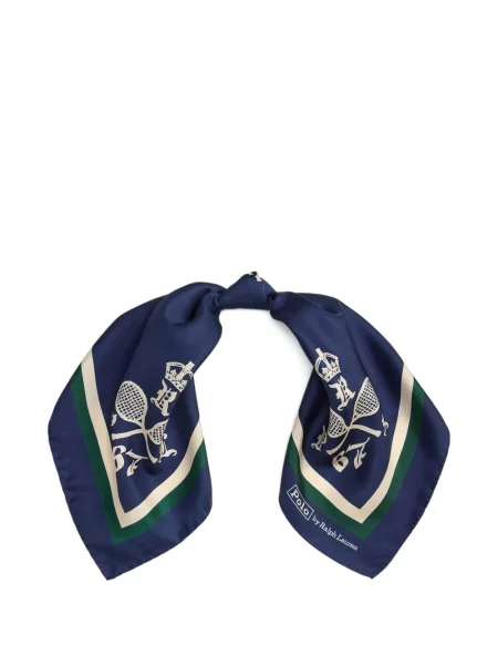 Копринена карирана шапка с козирки Polo Ralph Lauren с автограф синьо