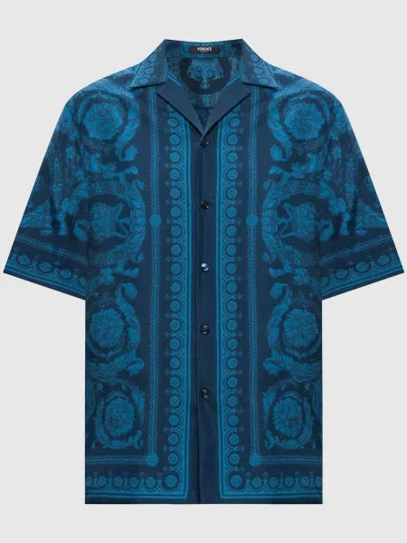 Сорочка Barrocco із шовку Versace синя