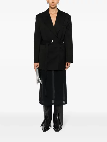 Švarkas Acne Studios su eglutės raštu dvieiliai juoda
