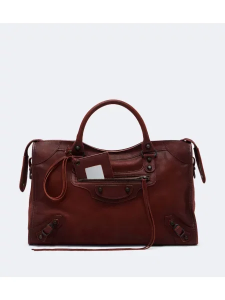 Top Balenciaga din piele roșu