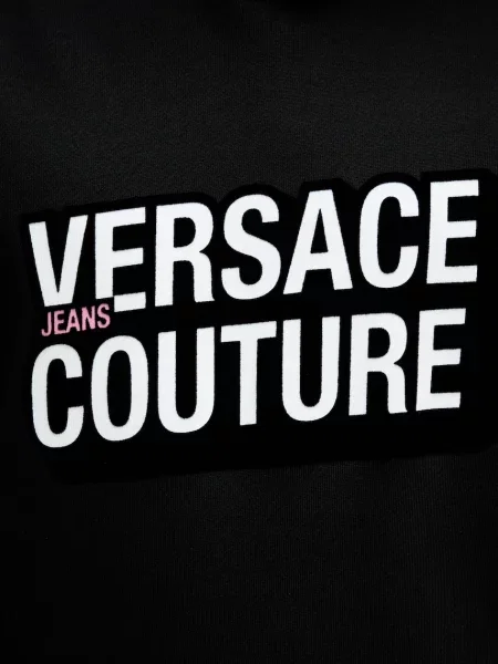 Свитер Versace Jeans Couture с капюшоном с принтом черный