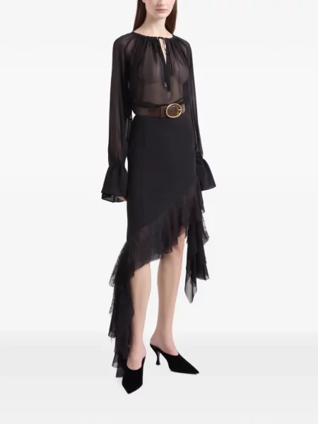 Fustă midi Nina Ricci din dantelă negru
