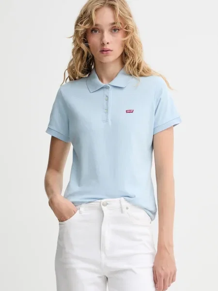 Тениска с яка Levi's дамска синьо