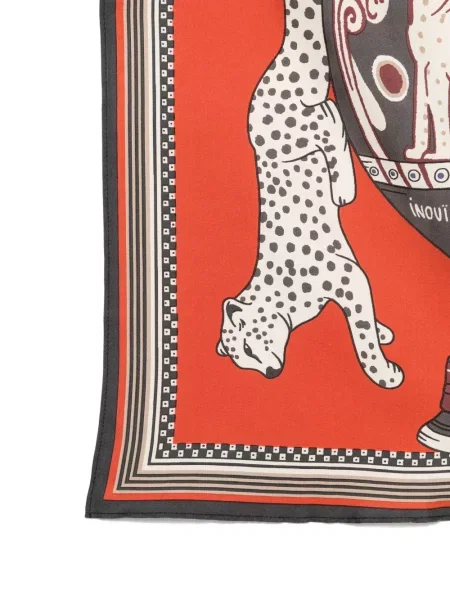 Fular Inoui Editions cu imagine cu model leopard portocaliu