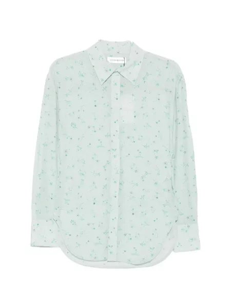 Cămașă Victoria Beckham cu model floral cu imagine albastru