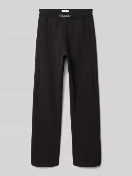 Spodnie dresowe z wyhaftowanym logo i elastycznym pasem Calvin Klein Jeans czarne