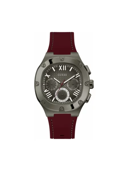 Lniany zegarek Guess czerwony