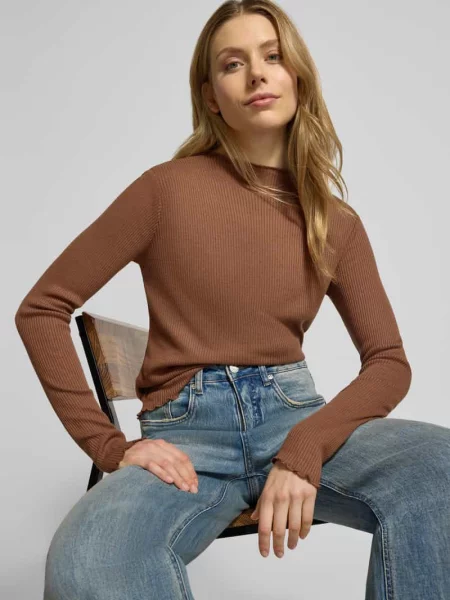 Bluzka z długim rękawem o kroju slim fit z dodatkiem S.oliver Red Label