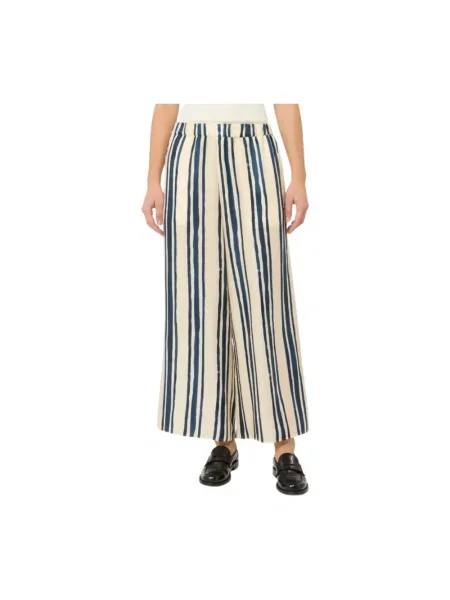 Lniane spodnie Weekend Max Mara beżowe