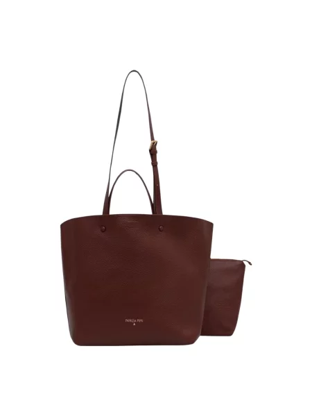 Patrizia Pepe torebka shopper skórzana brązowa