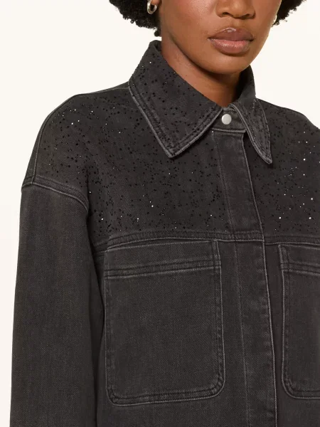 Inwear Džínová Bunda Junaiw S Ozdobnými Kamínky dark grey wash denim šedá