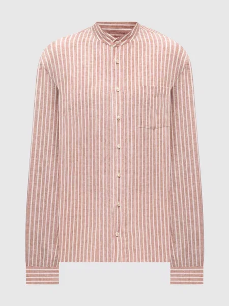 Лляна смугаста сорочка Agnona коричнева