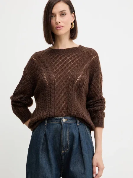 Twinset Vlněný svetr hnědý