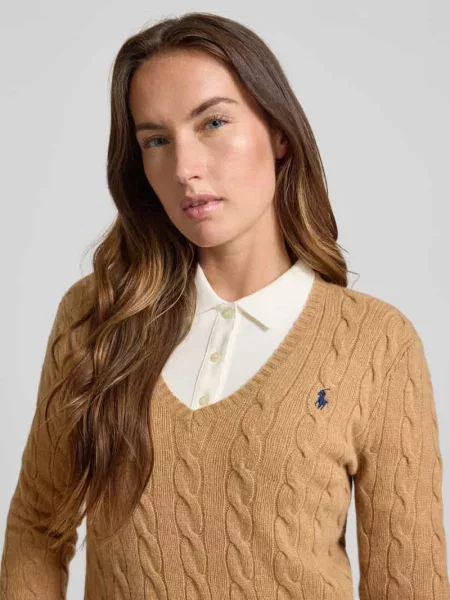 Polo Ralph Lauren Swetry Kobieta M Wełna Kimberly V-neck Knitwear brązowy