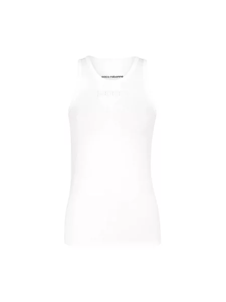 Top Paco Rabanne na ramiączkach z logo biały