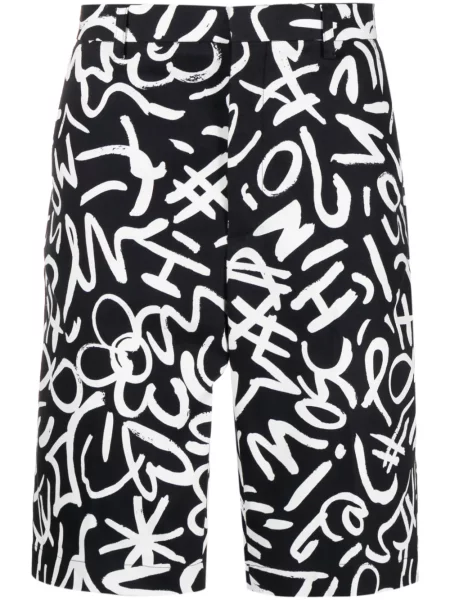 Pantaloni chino Moschino cu imagine negru