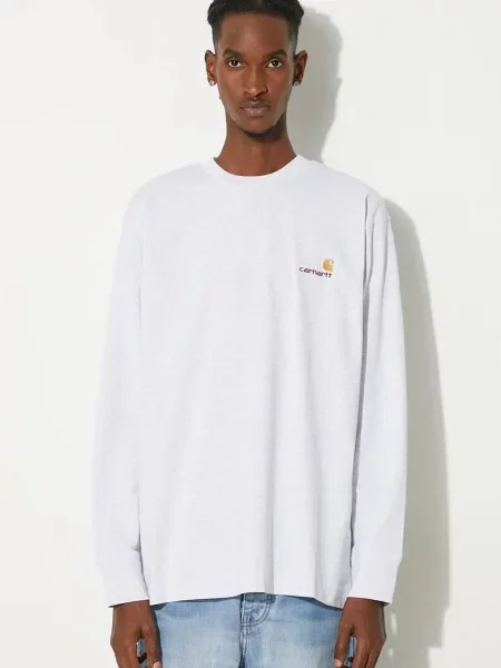 Carhartt WIP longsleeve Longsleeve American Script T-Shirt gładki szary
