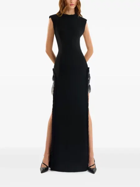 Sukienka maxi Gemy Maalouf w kwiatki czarna