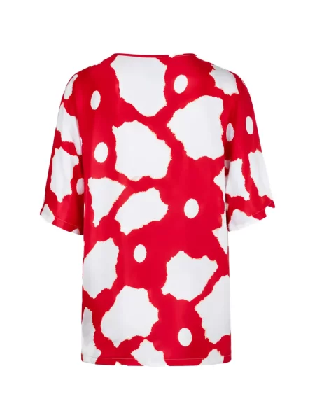Tricou Bananatime de mătase cu model floral cu imagine roșu